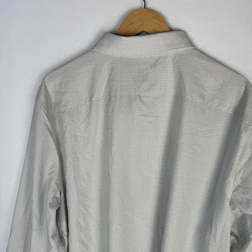 Perry Ellis Mens XXL Slim Fit Total Stretch Shirt Egret Geometric 4JFW7020PS NWT